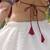 Maroon and White Roman Kutchi Gamthi Work Blouse With Gota & Mirror Work Flared Lehenga