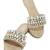 Tan crystal embellished faux leather jute flats for women