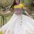 Parrot and White Roman Kutchi Gamthi Work Blouse With Gota & Mirror Work Flared Lehenga