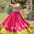 Parrot and Pink Roman Kutchi Gamthi Work Blouse With Gota & Mirror Work Flared Lehenga
