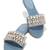 Blue crystal embellished faux leather denim flats for women