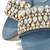 Blue crystal embellished faux leather denim flats for women