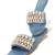 Blue crystal embellished faux leather denim flats for women