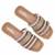 Tan embellished faux leather multi-strap flats for women