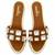 Tan crystal embellished faux leather slip-on flats for women