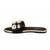 Black crystal embellished faux leather slip-on flats for women