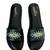Black beaded faux leather evil eye flats for women