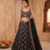 Black Crepe Silk Sequins Dori Work Embroidered Lehenga