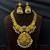 Antique Gold Lakshmi Haram Necklace Earrings Set, South Indian Bridal Kemp Stone Pearls