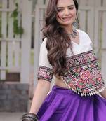 Purple Roman Navratri Lehenga Choli with Kutchi Gamthi Embroidery