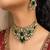 Indian Bridal Choker Necklace Set, Emerald Green Kundan CZ, Gold Plated Wedding Jewelry