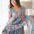 Women's Gorgeous Printed Organza Silk Fabric Flared Anarkali Pant and Dupatta Set