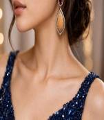 Red Orange Crystal Statement Drop Earrings | Silver-Tone Formal Gala Jewelry