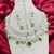 Green Stone Bridal Jewelry Set | Silver CZ Choker, Earrings, Maangtika