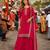 Red dola silk semi stitched suit with embroidery & sequin work