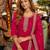 Red dola silk semi stitched suit with embroidery & sequin work