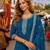 Blue dola silk semi stitched suit with embroidery & sequin work