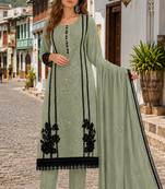 Mehendi organza semi stitched suit with embroidery & cut sequin work