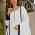 White organza semi stitched suit with embroidery & cut sequin work