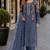 Blue silk semi stitched suit with embroidery & sequin work