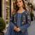 Blue silk semi stitched suit with embroidery & sequin work