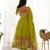 Women's Gorgeous Floral Printed Organza Silk Fabric Flared Anarkali Pant and Dupatta Set