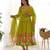 Women's Gorgeous Floral Printed Organza Silk Fabric Flared Anarkali Pant and Dupatta Set