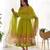 Women's Gorgeous Floral Printed Organza Silk Fabric Flared Anarkali Pant and Dupatta Set