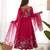 Women's Gorgeous Floral Printed Organza Silk Fabric Flared Anarkali Pant and Dupatta Set