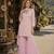 L pink georgette free size stitched suit with chikankari embroidery work