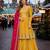 Yellow georgette semi stitched suit with embroidery & sequin work