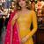 Yellow georgette semi stitched suit with embroidery & sequin work