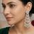 Mint Green Crystal Chandelier Earrings, Silver Tone Art Deco Statement Jewelry