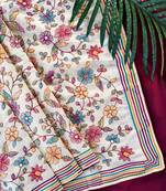 Off white embroidery work tussar cotton  saree with innovative blouse piece