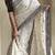 Gray & white pure loom tussar saree