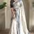 Gray & white pure loom tussar saree
