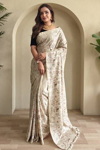 Light pink pure loom tussar saree