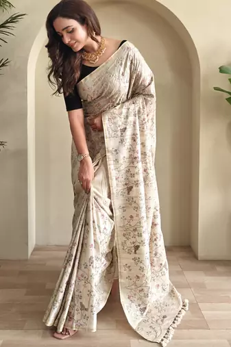 Light pink pure loom tussar saree