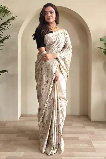 Light pink pure loom tussar saree