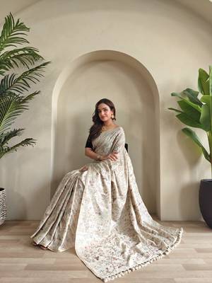Light pink pure loom tussar saree 4