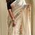 Beige embroidery work puretussar saree with  blouse piece