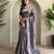 Grey embroidery work puretussar saree with  blouse piece
