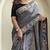 Grey embroidery work puretussar saree with  blouse piece