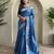 Blue embroidery work puretussar saree with  blouse piece