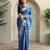Blue embroidery work puretussar saree with  blouse piece
