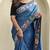 Blue embroidery work puretussar saree with  blouse piece