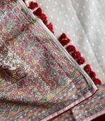 Off white embroidery work tussar silk_blend saree with  blouse piece