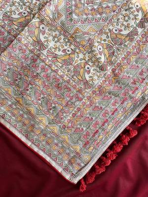 Off white embroidery work tussar silk_blend saree with  blouse piece 3