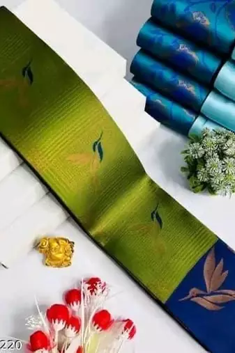 New Designer Banarasi Soft Silk blend Woven Green Color Saree With Blouse Set For Women's