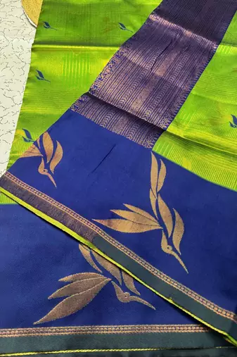 New Designer Banarasi Soft Silk blend Woven Green Color Saree With Blouse Set For Women's
